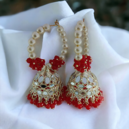 Gold Plated Moti Hoop Jhumka