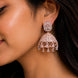 Rose Gold Plated American Diamond Oval Floral Filigree Jhumka Earrings