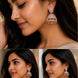 Rose Gold Plated American Diamond Oval Floral Filigree Jhumka Earrings