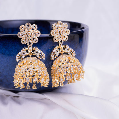 Golden Flower Jhumka - Opal Touch