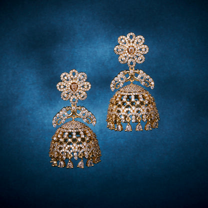 Golden Flower Jhumka - Opal Touch