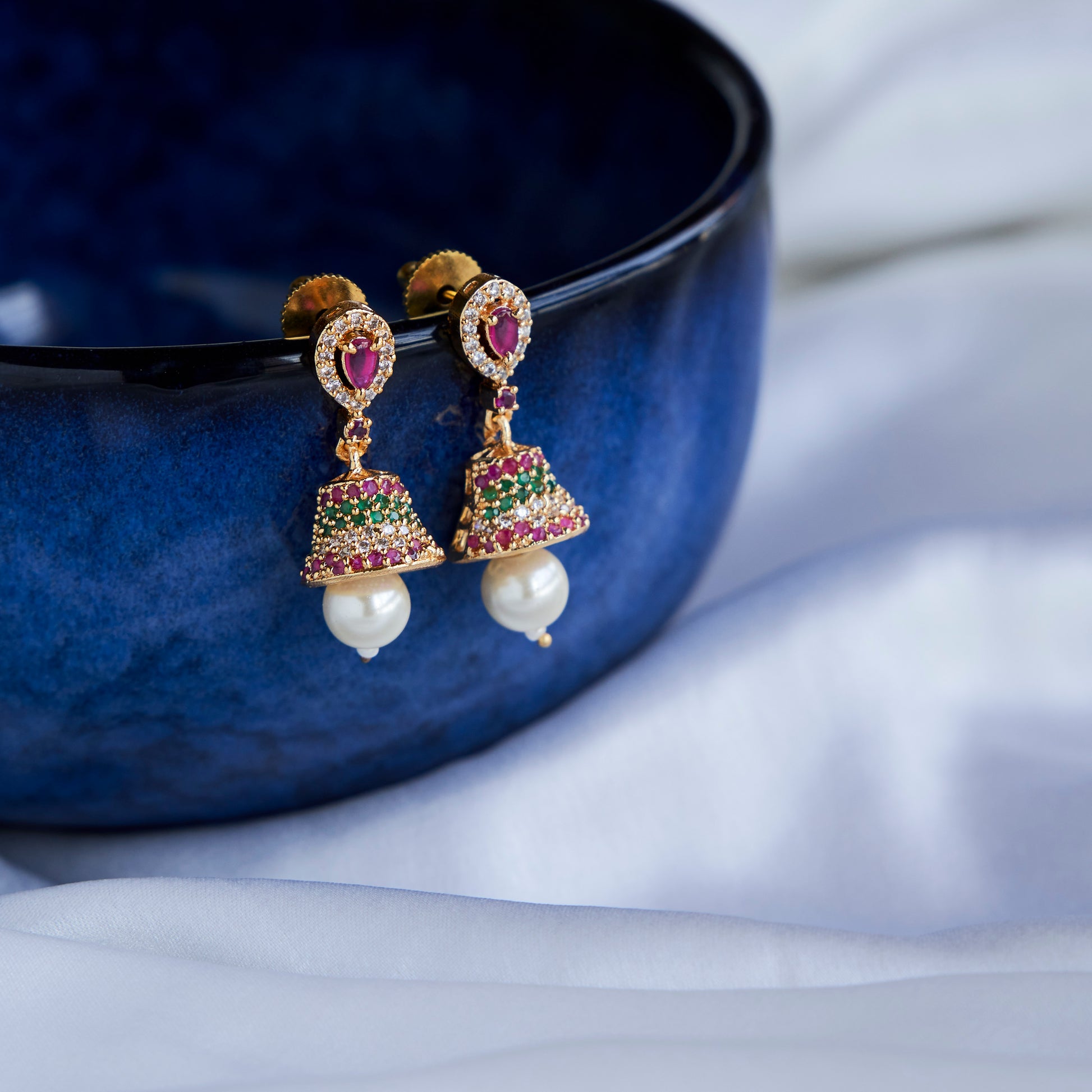 Classic Charm Golden Jhumkas - Opal Touch