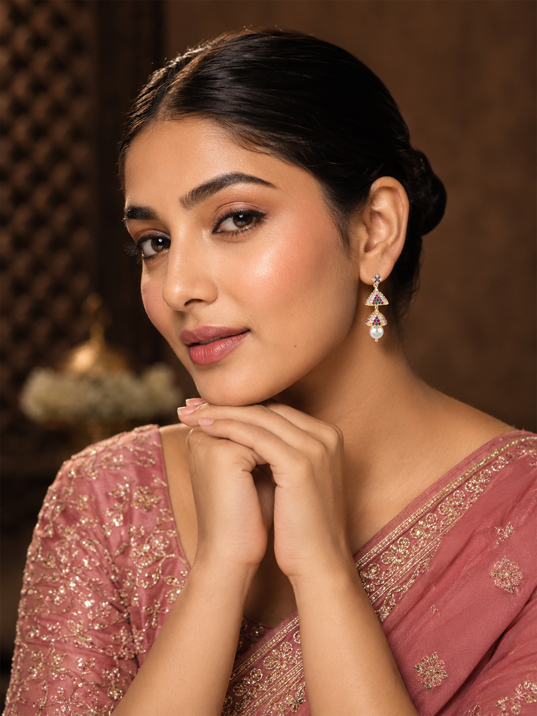 Ivory Shine Double Layer Jhumkas