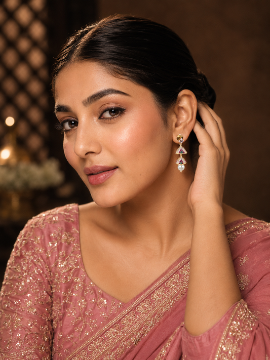 Ivory Shine Double Layer Jhumkas