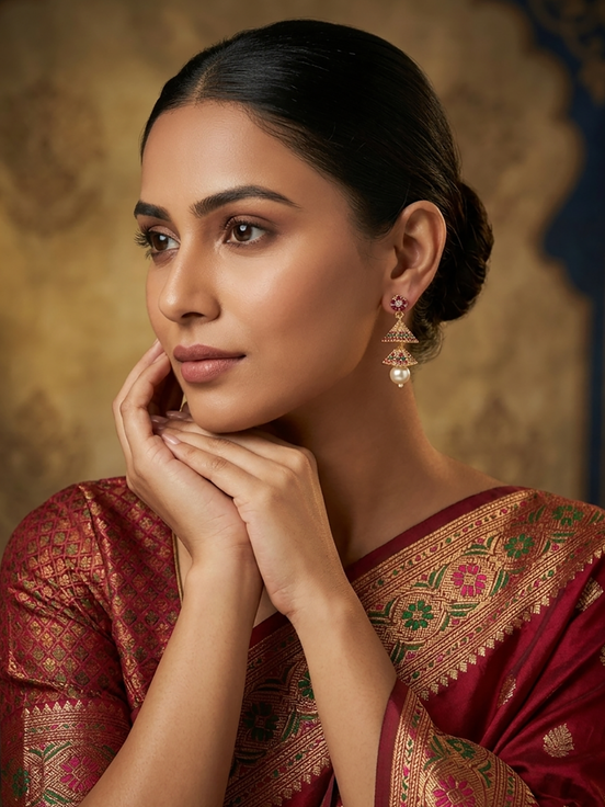 Golden Shine Double Layer Jhumkas