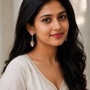 Gold Plated American Diamond Pearl Jhumka Earrings
