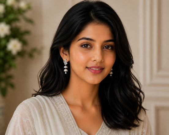 Silver Gleam Layered Jhumkas