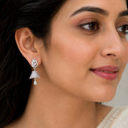 Celestial Charm Rhodium Jhumkas