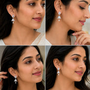 Celestial Charm Rhodium Jhumkas