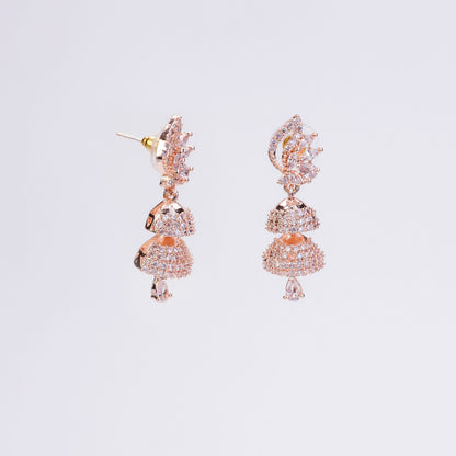 Rose Gold Gleam Layered Jhumkas