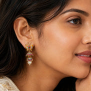 Red-Green Butterfly Gold Plated Jhumka