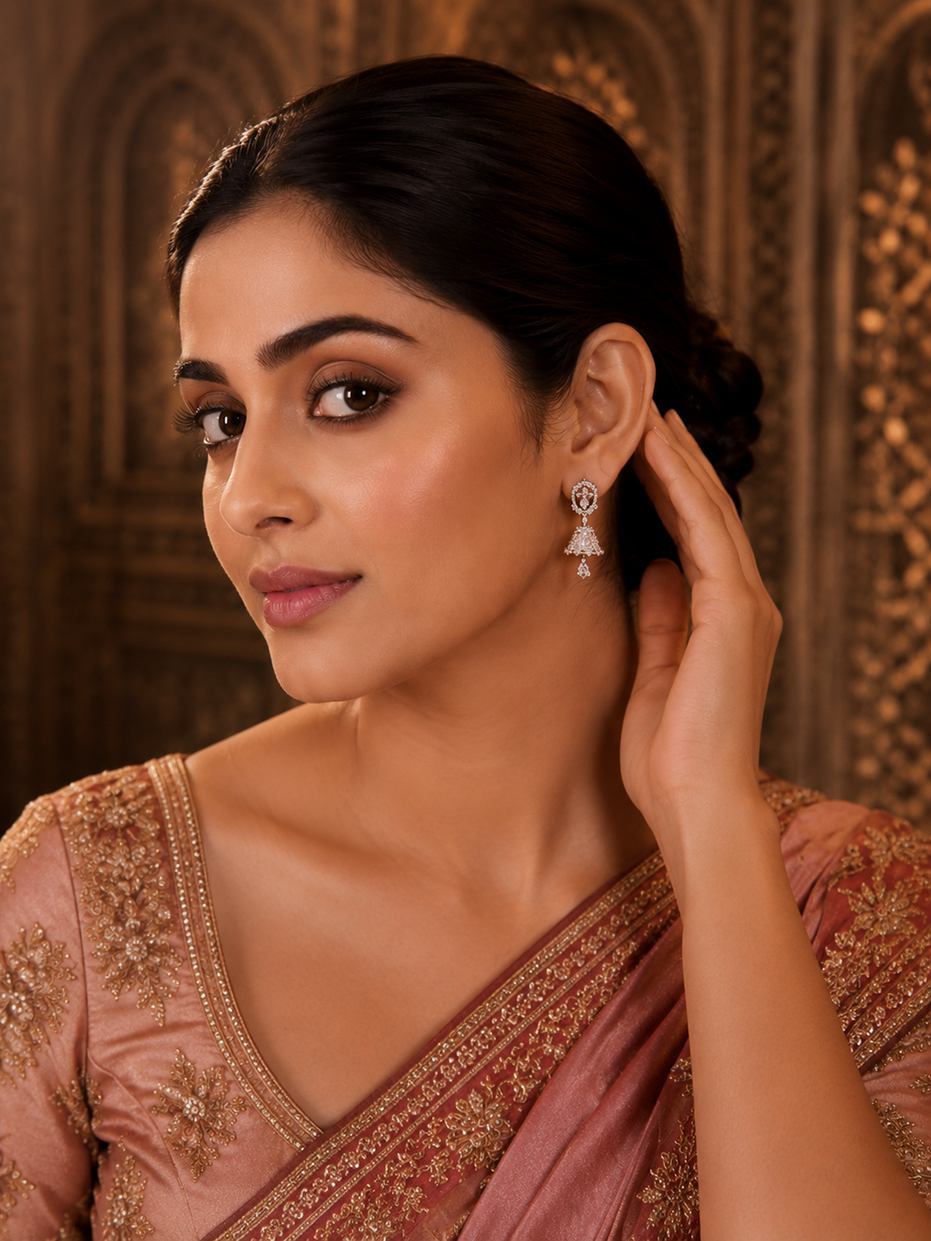 Small White Rose Gold Jhumka