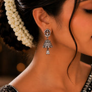Small White Black Plated Jhumka