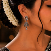 Small White Black Plated Jhumka