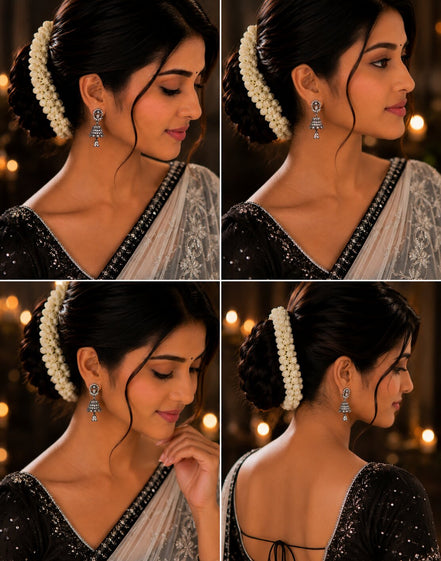 Small White Black Plated Jhumka