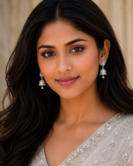 Vibrant White Rhodium Jhumka