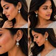 Vibrant White Rhodium Jhumka
