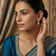 Small White Rhodium Jhumka
