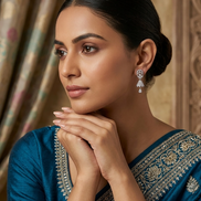 Small White Rhodium Jhumka