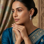 Small White Rhodium Jhumka