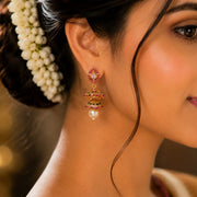 Beautiful 2 Layered Red Gold Plated Jhumka