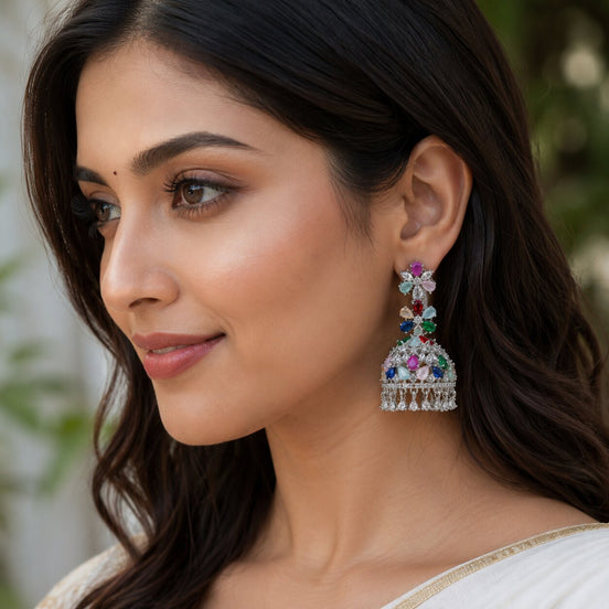 Celestial Rhodium Jhumka