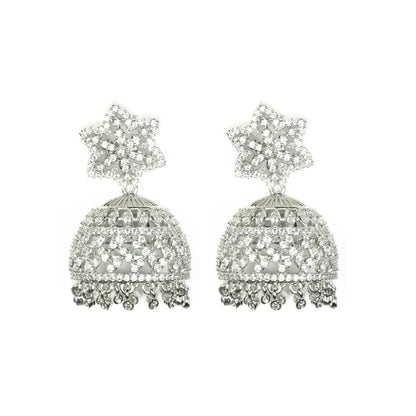 CZ Star Rhodium Jhumka