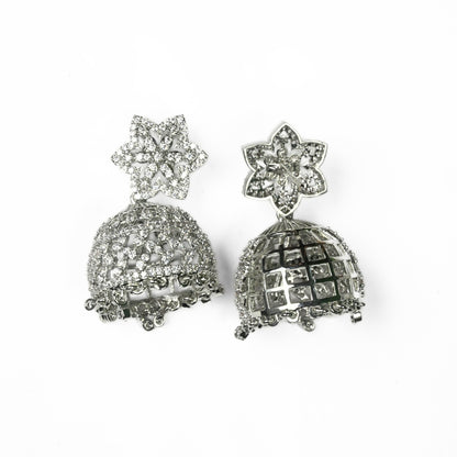 CZ Star Rhodium Jhumka