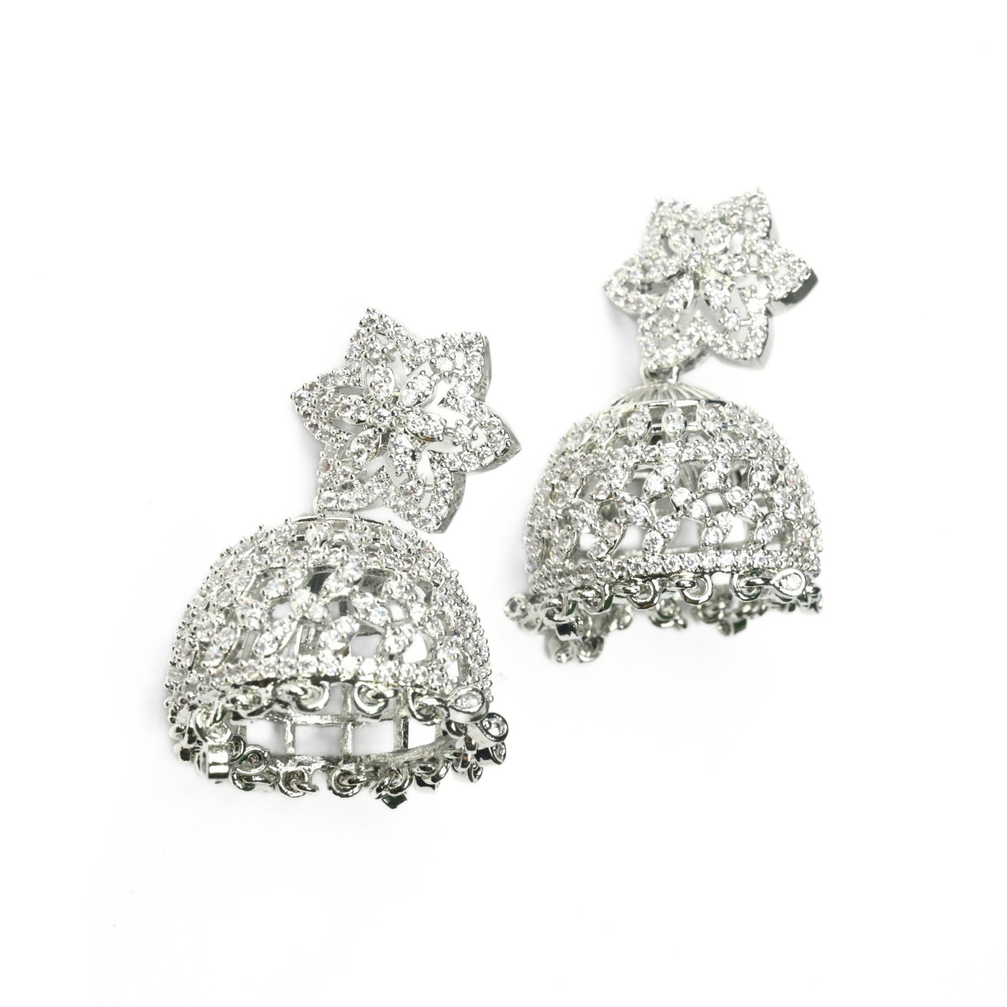 CZ Star Rhodium Jhumka
