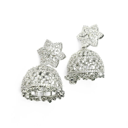 CZ Star Rhodium Jhumka