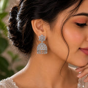 CZ Star Rhodium Jhumka