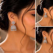 CZ Star Rhodium Jhumka