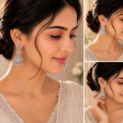 Big American Diamond Rhodium Jhumka