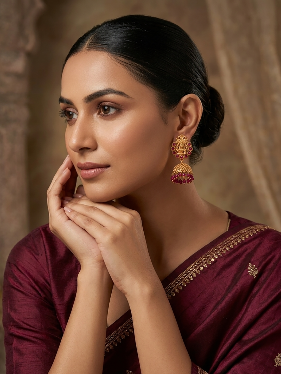 Lakshami Style Matte Plated Jhumka