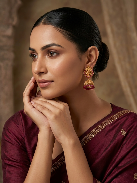 Lakshami Style Matte Plated Jhumka