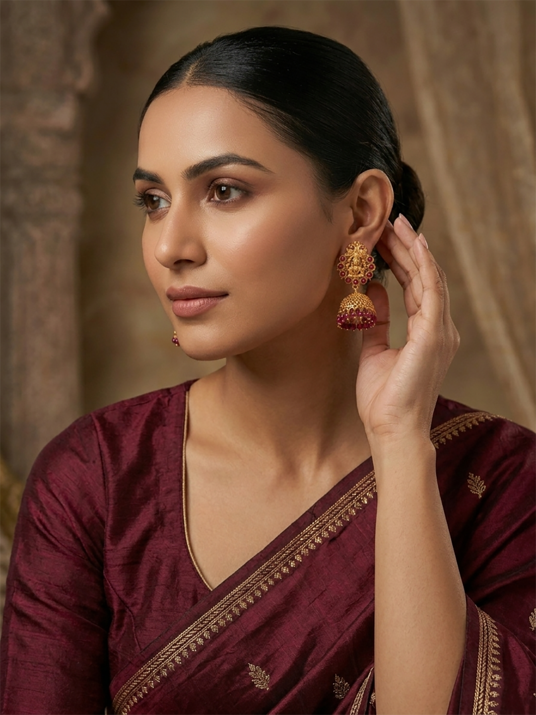 Lakshami Style Matte Plated Jhumka