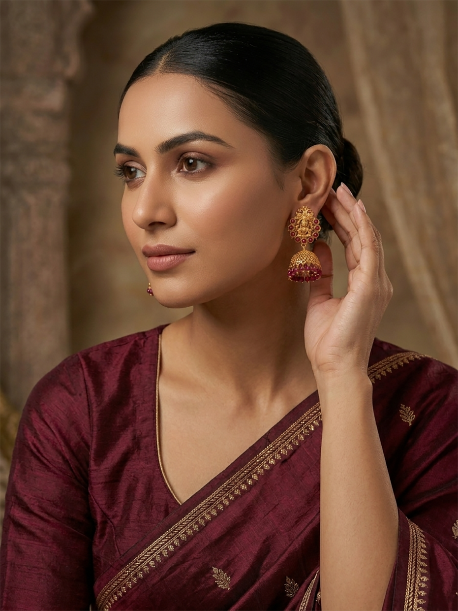 Lakshami Style Matte Plated Jhumka