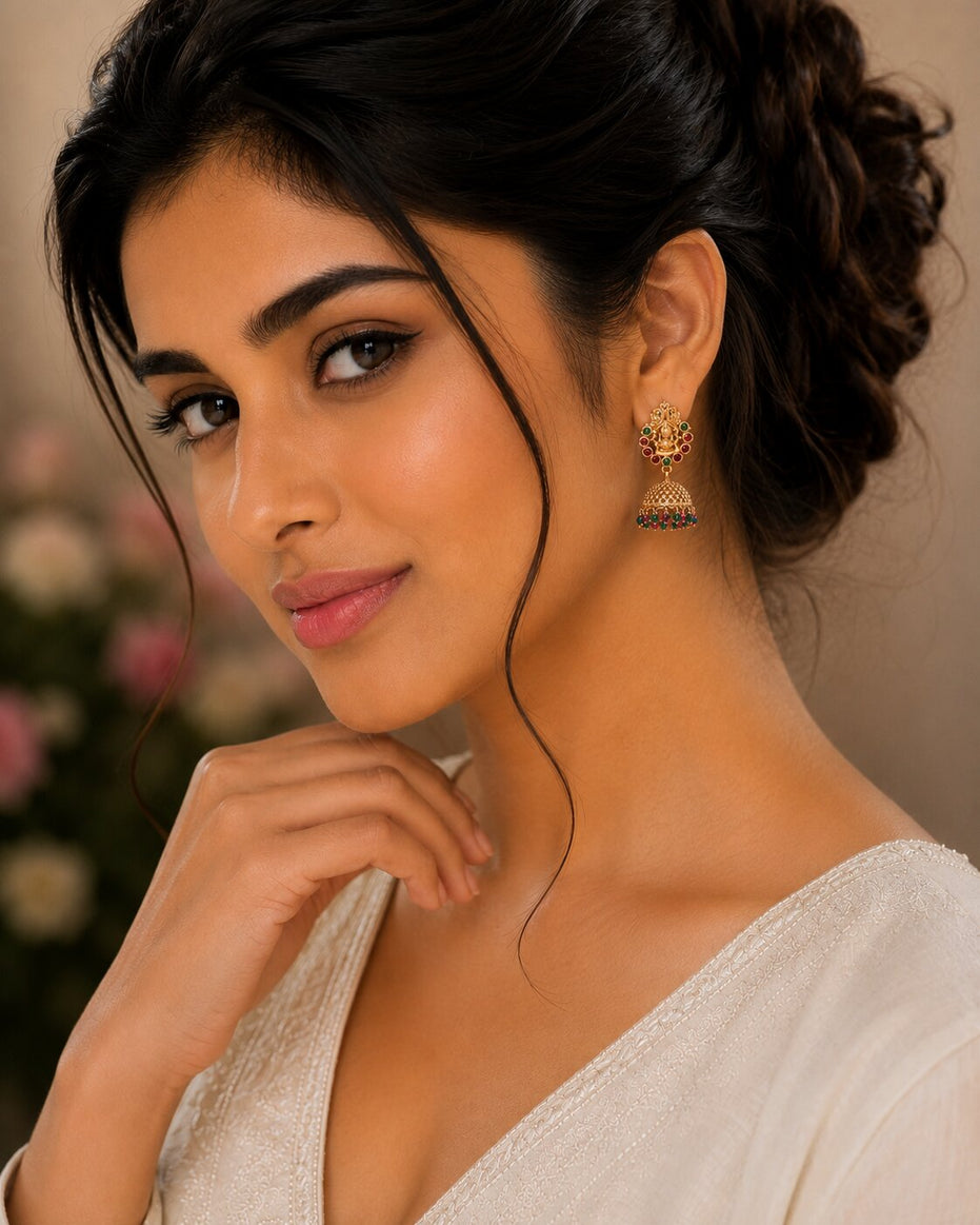 Lakshami Style Matte Plated Jhumka