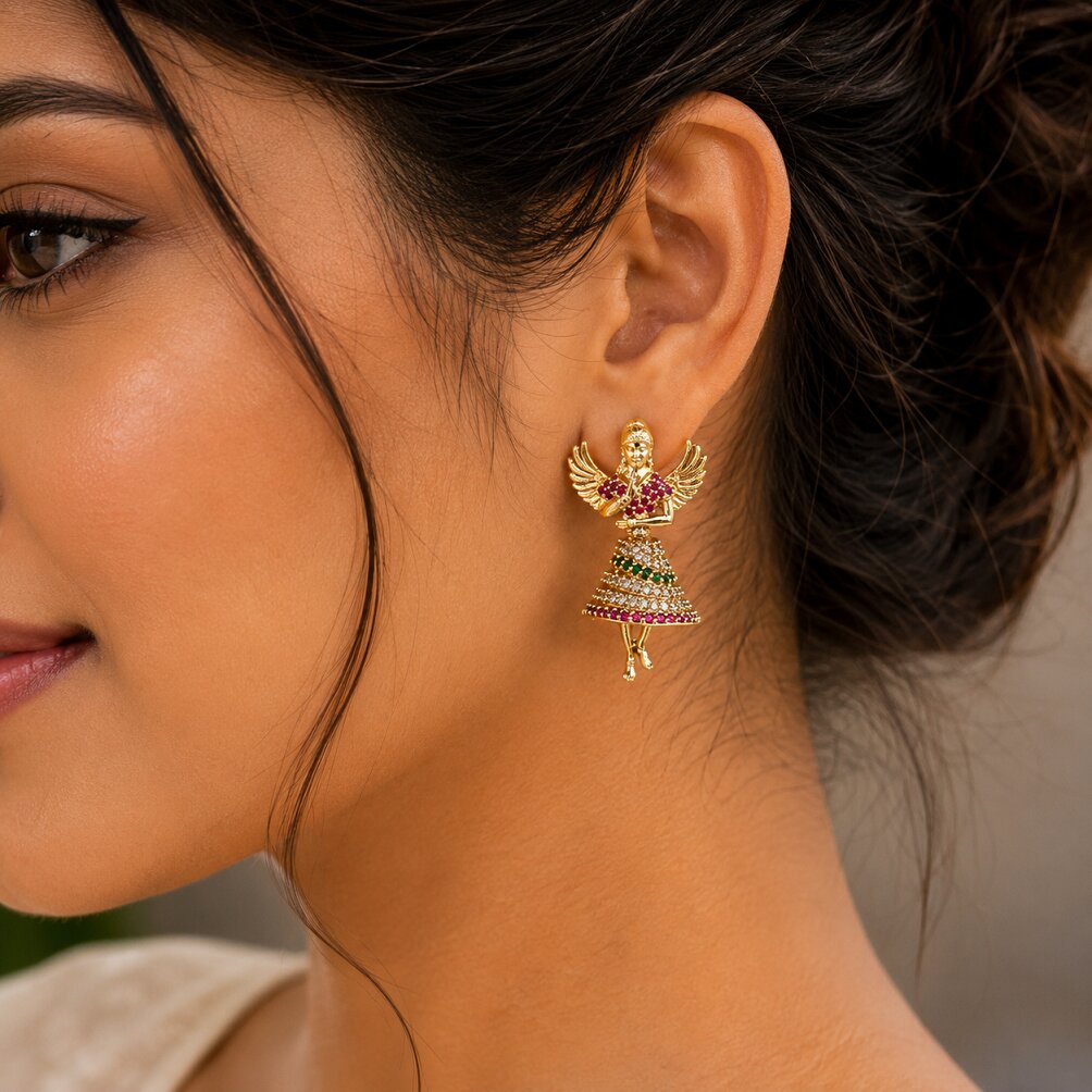 Gold Plated Dancing Buttabomma Jhumka