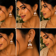 Pearl and Ruby Jhumka Earrings.