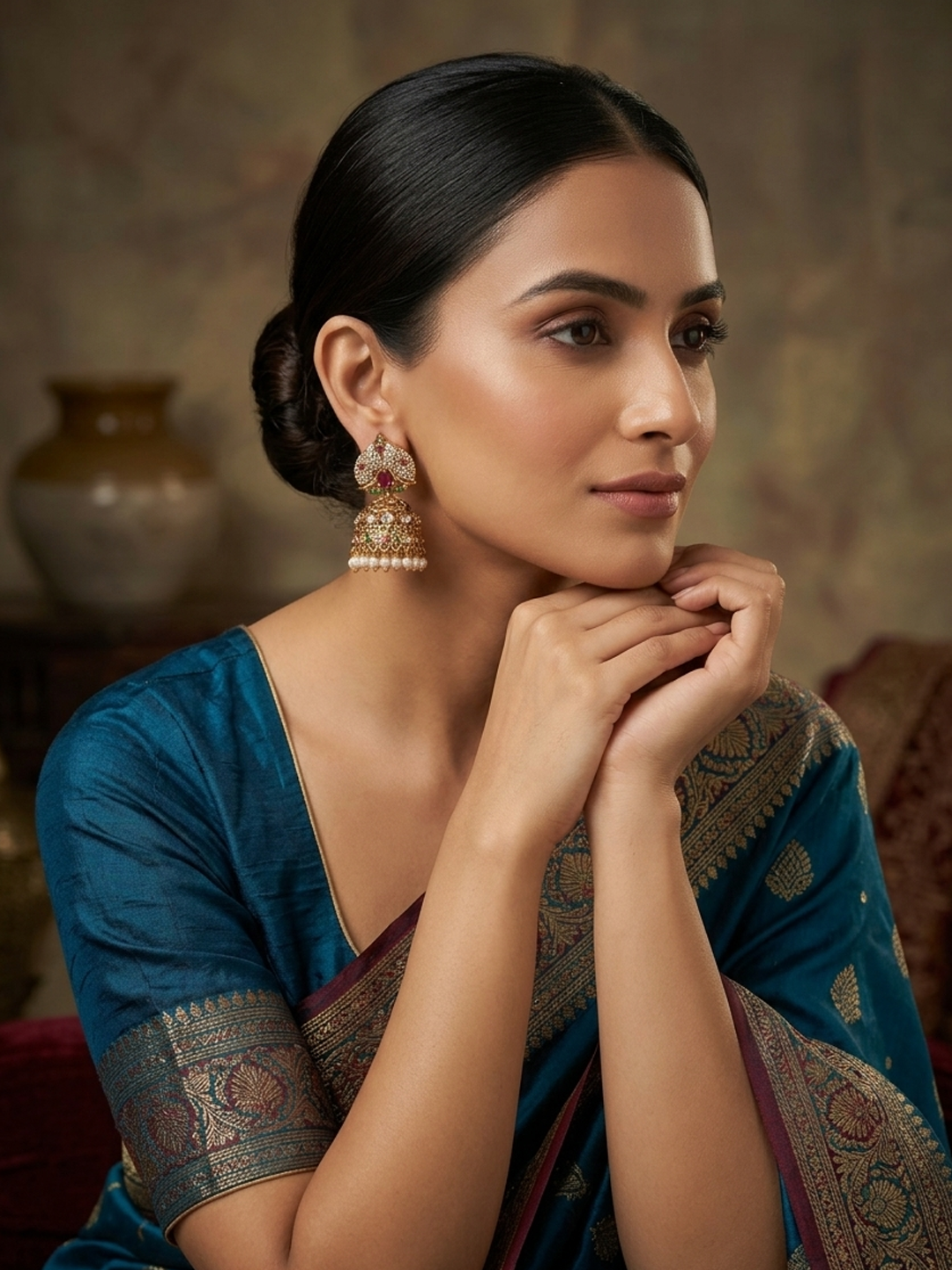 Rajputi Raga Matte Black Plated Jhumka