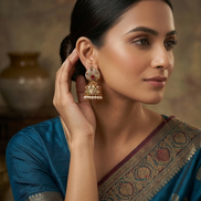 Rajputi Raga Matte Black Plated Jhumka