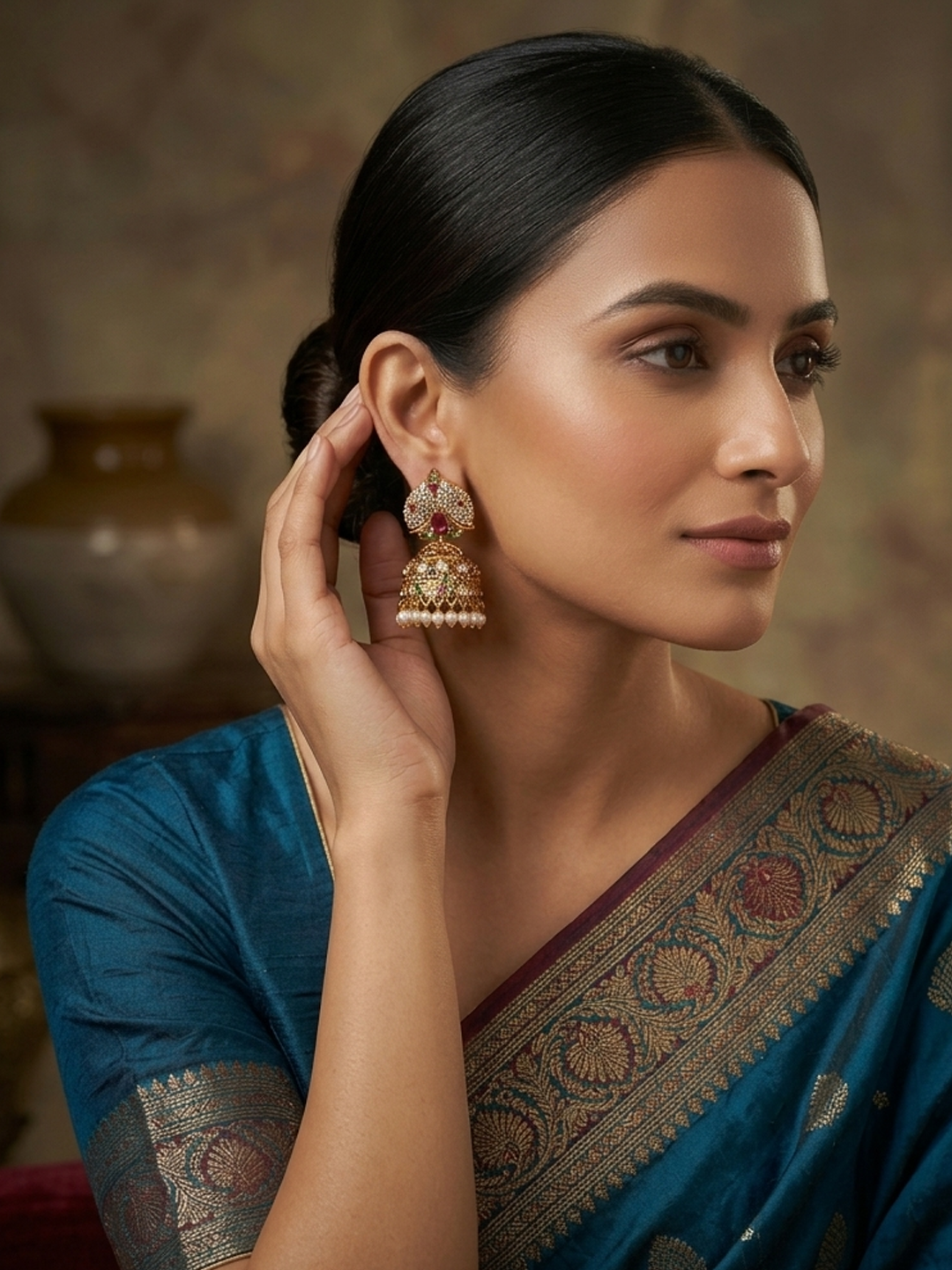 Rajputi Raga Matte Black Plated Jhumka