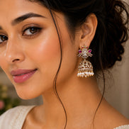 Chandrika Kanphool Matte Black Plated Jhumka