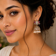 Chandrika Kanphool Matte Black Plated Jhumka