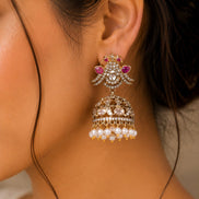 Chandrika Kanphool Matte Black Plated Jhumka