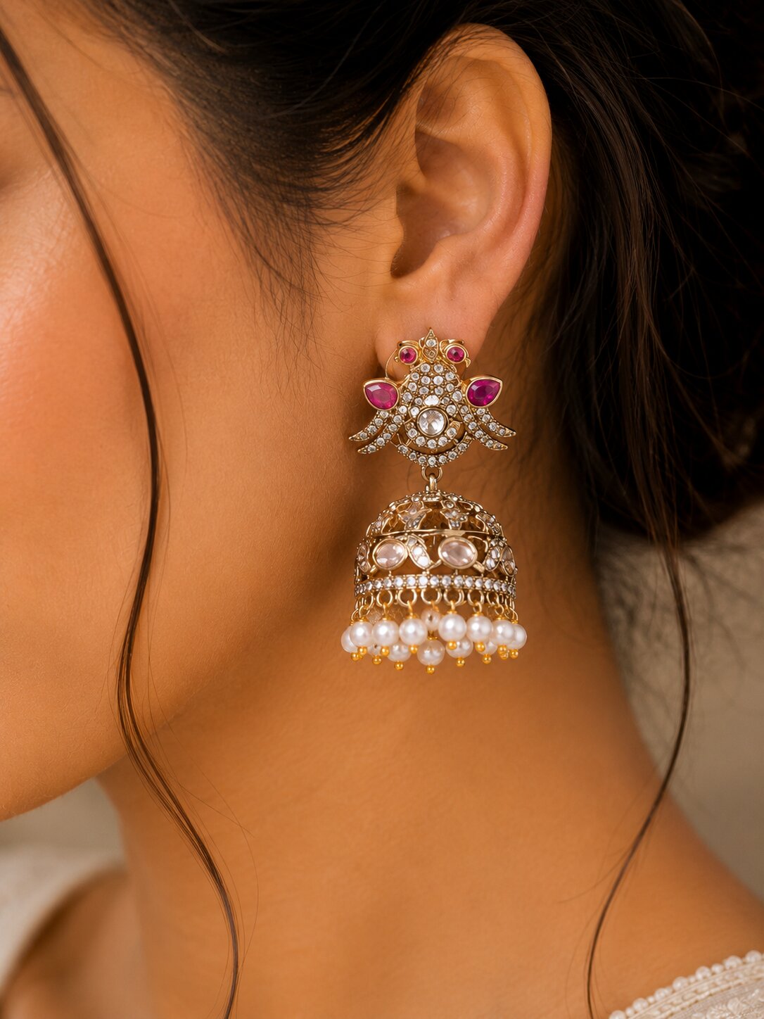 Chandrika Kanphool Matte Black Plated Jhumka