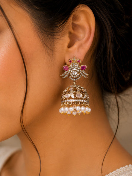 Chandrika Kanphool Matte Black Plated Jhumka