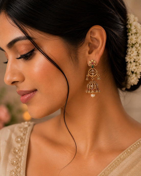 Padma Baali Matte Black Plated Jhumka
