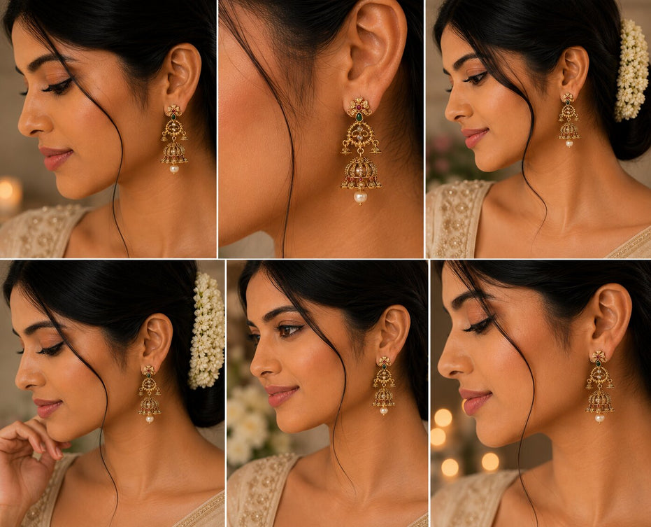 Padma Baali Matte Black Plated Jhumka